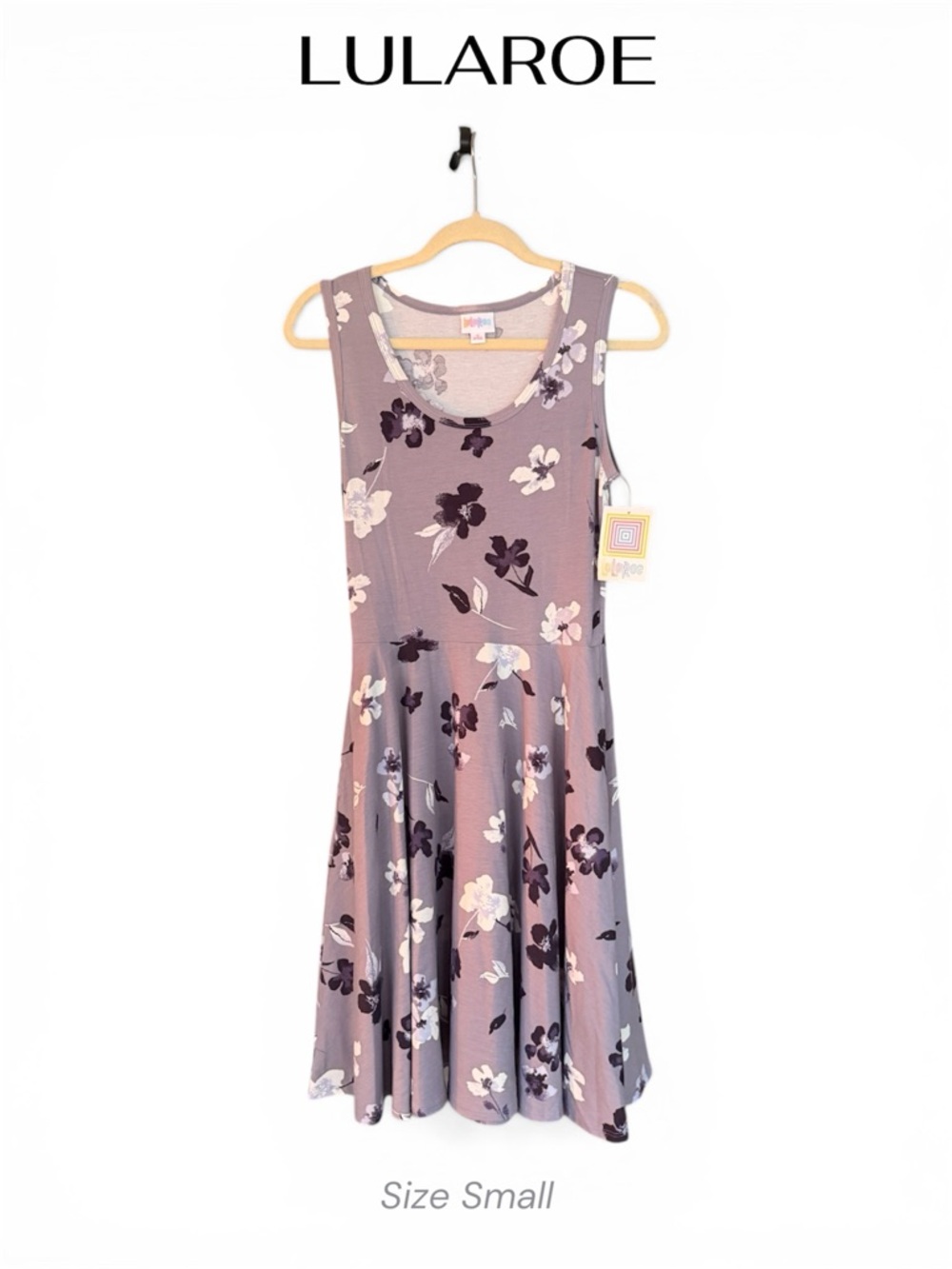 NWT LuLaRoe Nicki Lavender Floral Sleeveless Fit & Flare Dress with Pockets